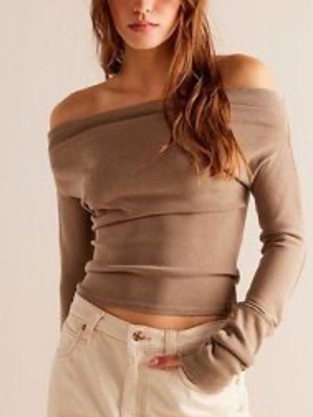 We the Free off the shoulder tan long sleeve S
